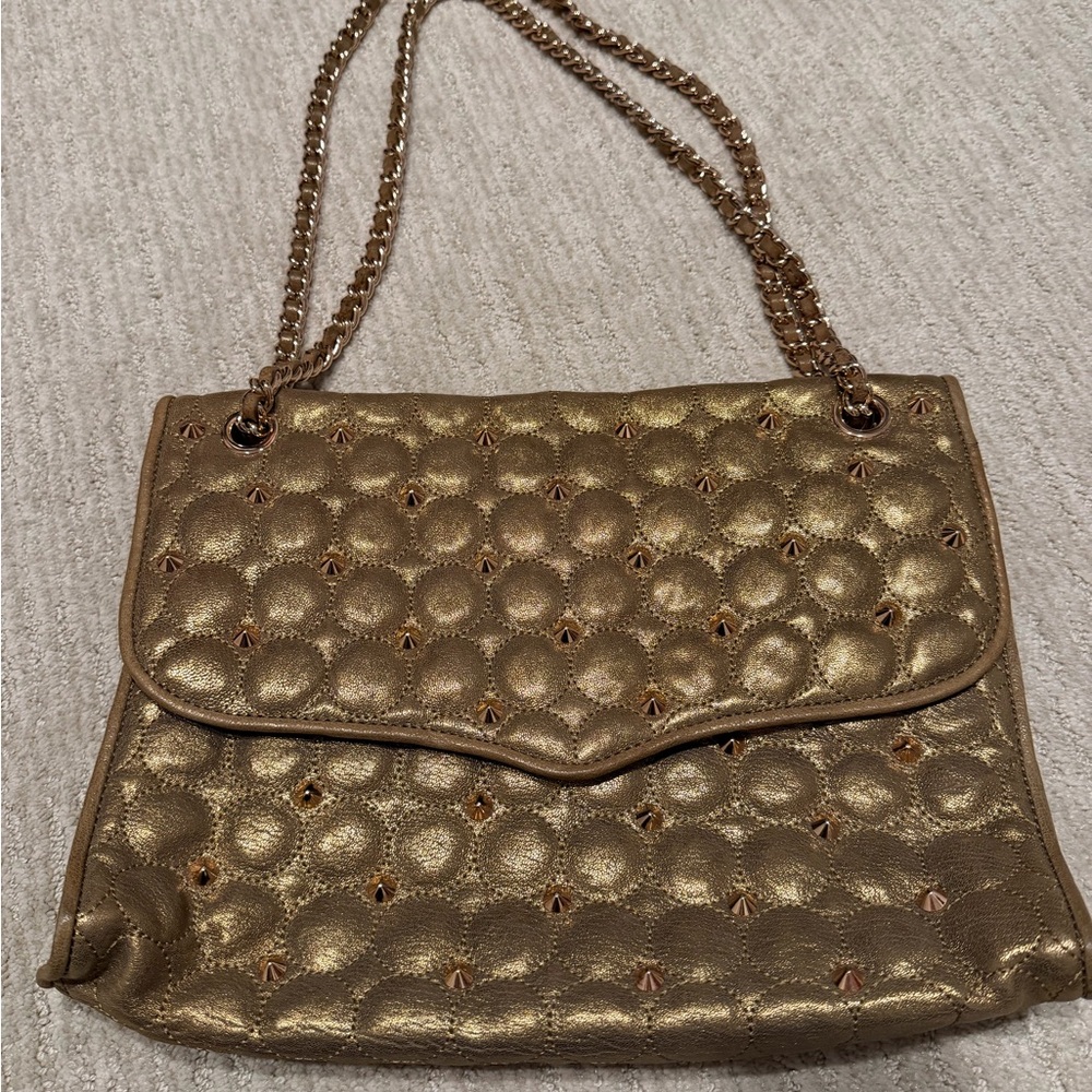 Rebecca Minkoff Studded Gold Chain Strap Quilted Handbag